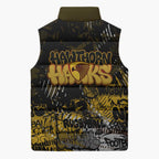 Hawthorn Hawks Sleeveless Puffer Jacket Urban Graffiti Street Art - Bold Abstract Spray Paint