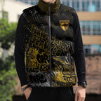 Hawthorn Hawks Sleeveless Puffer Jacket Urban Graffiti Street Art - Bold Abstract Spray Paint