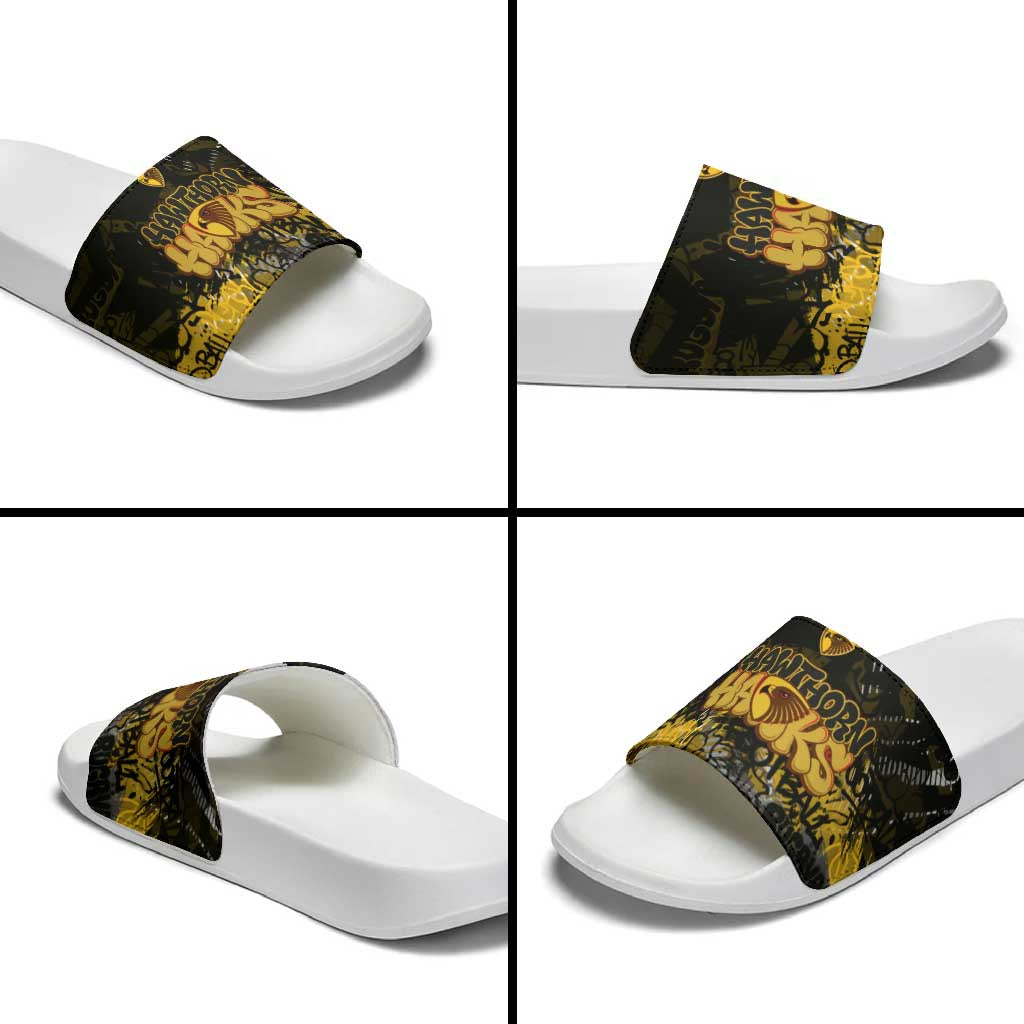 Hawthorn Hawks Slide Sandals Urban Graffiti Street Art - Bold Abstract Spray Paint