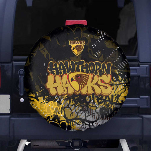 Hawthorn Hawks Spare Tire Cover Urban Graffiti Street Art - Bold Abstract Spray Paint