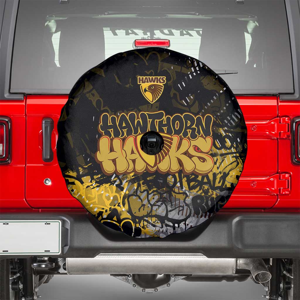 Hawthorn Hawks Spare Tire Cover Urban Graffiti Street Art - Bold Abstract Spray Paint