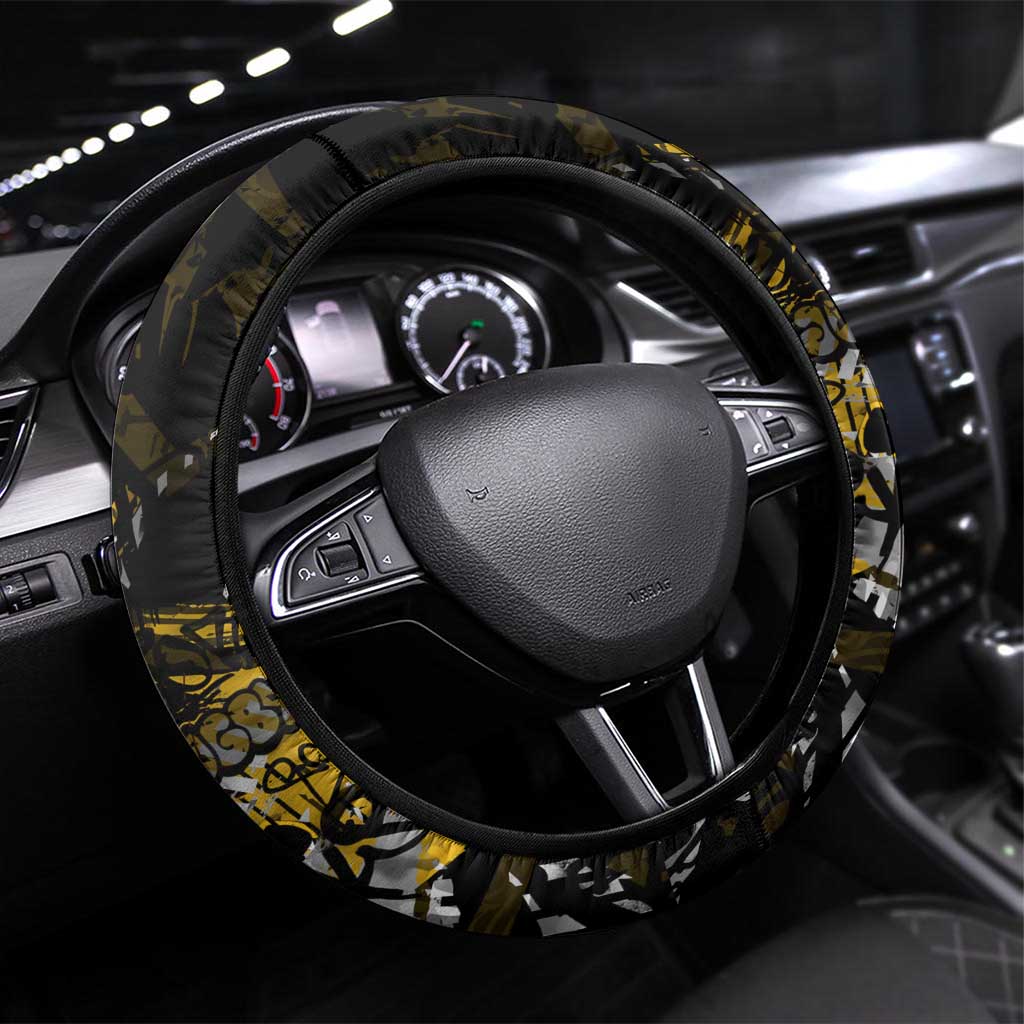 Hawthorn Hawks Steering Wheel Cover Urban Graffiti Street Art - Bold Abstract Spray Paint