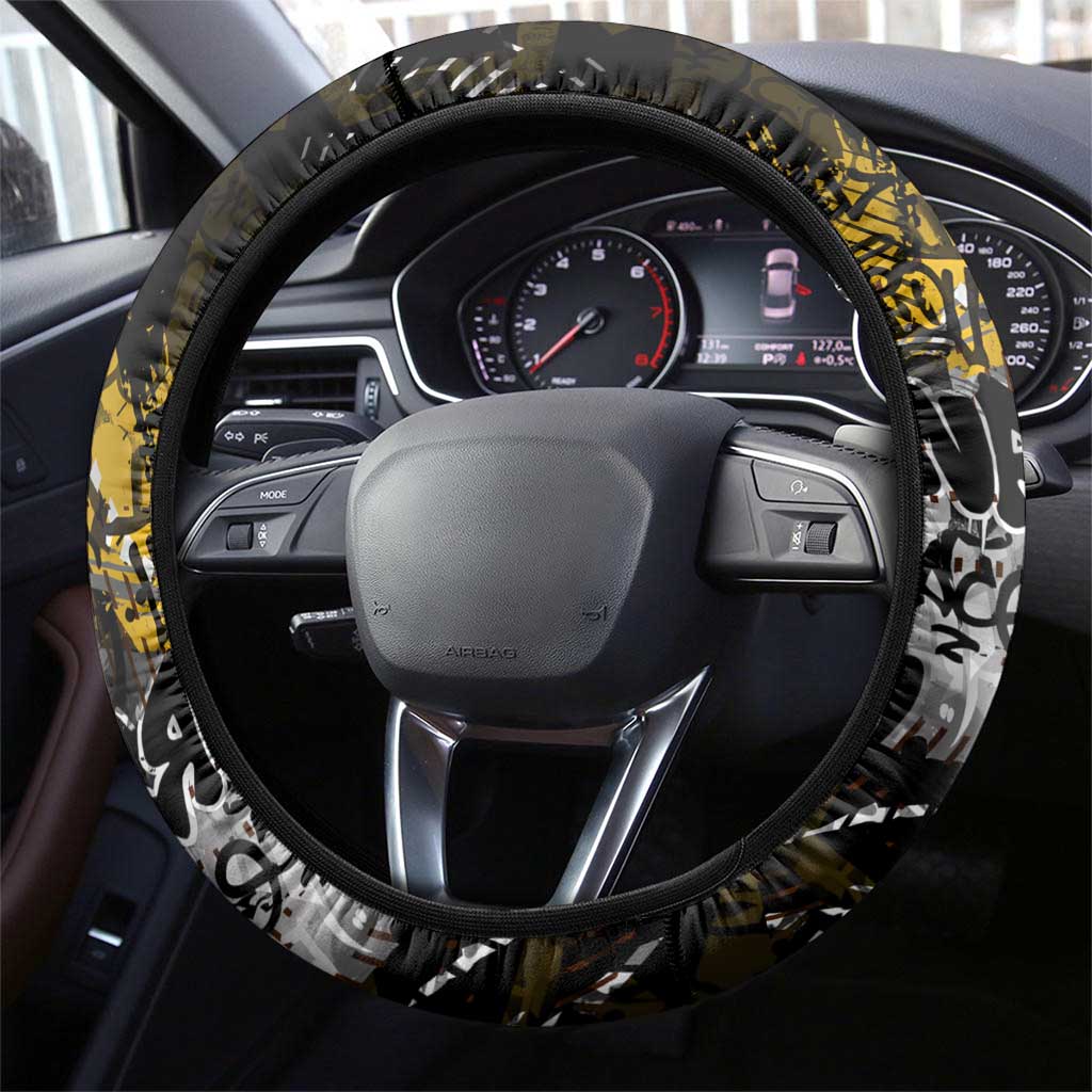 Hawthorn Hawks Steering Wheel Cover Urban Graffiti Street Art - Bold Abstract Spray Paint