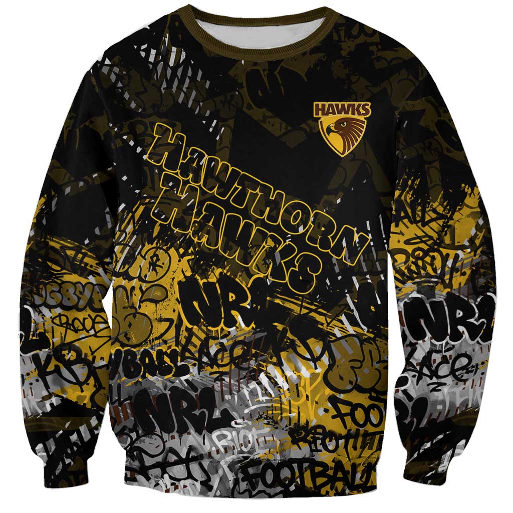 Hawthorn Hawks Sweatshirt Urban Graffiti Street Art - Bold Abstract Spray Paint
