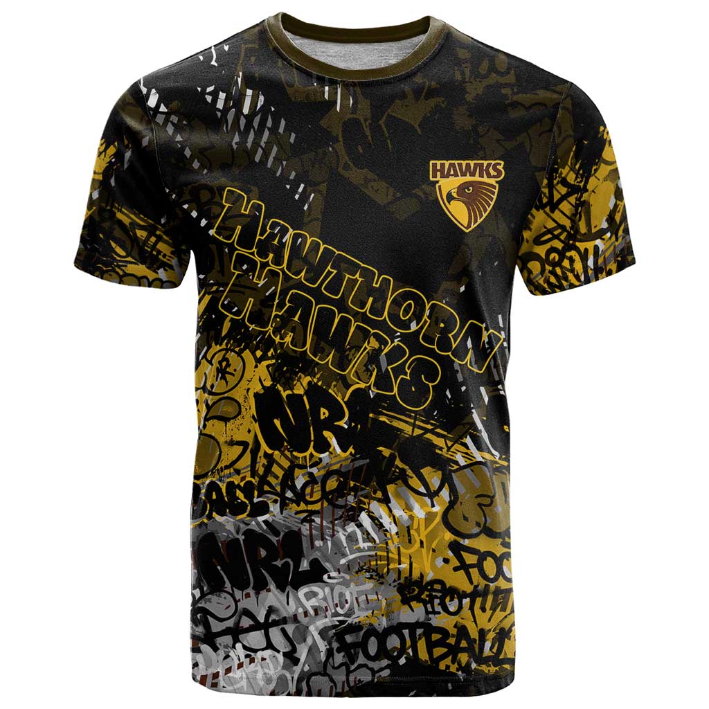 Hawthorn Hawks T Shirt Urban Graffiti Street Art - Bold Abstract Spray Paint