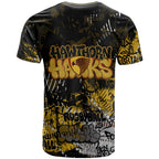 Hawthorn Hawks T Shirt Urban Graffiti Street Art - Bold Abstract Spray Paint