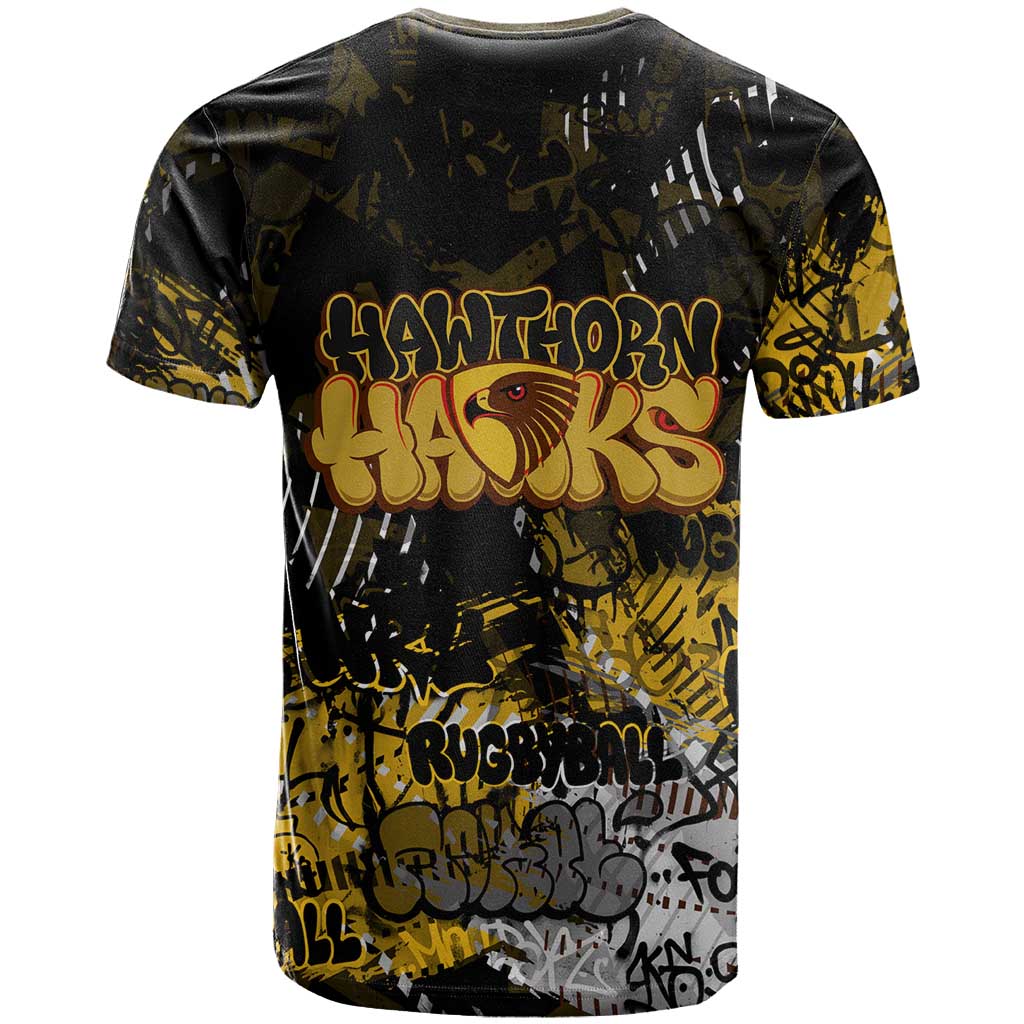 Hawthorn Hawks T Shirt Urban Graffiti Street Art - Bold Abstract Spray Paint