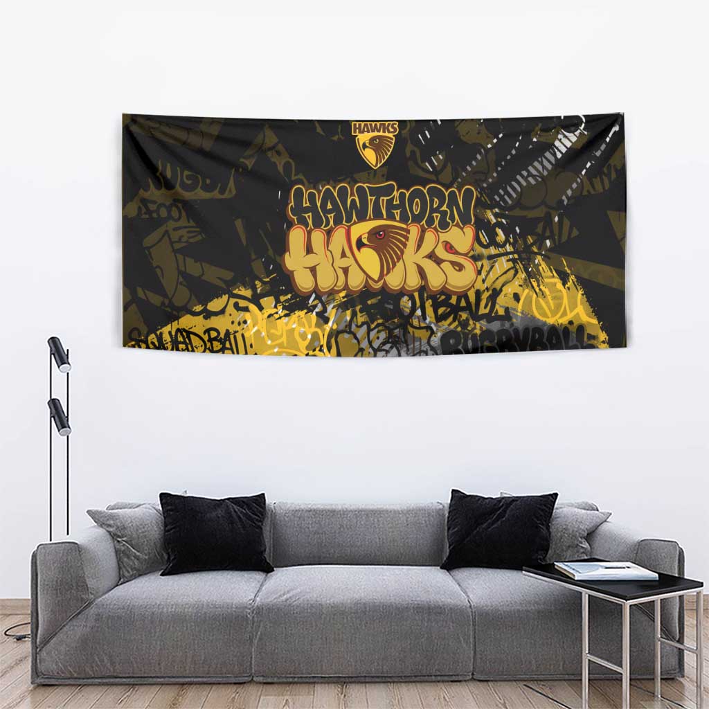 Hawthorn Hawks Tapestry Urban Graffiti Street Art - Bold Abstract Spray Paint