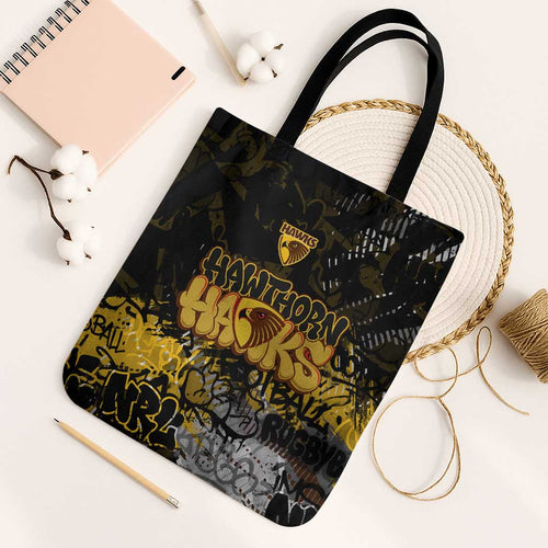 Hawthorn Hawks Tote Bag Urban Graffiti Street Art - Bold Abstract Spray Paint