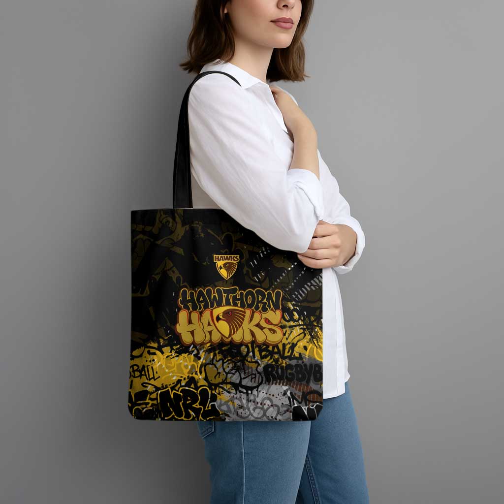 Hawthorn Hawks Tote Bag Urban Graffiti Street Art - Bold Abstract Spray Paint