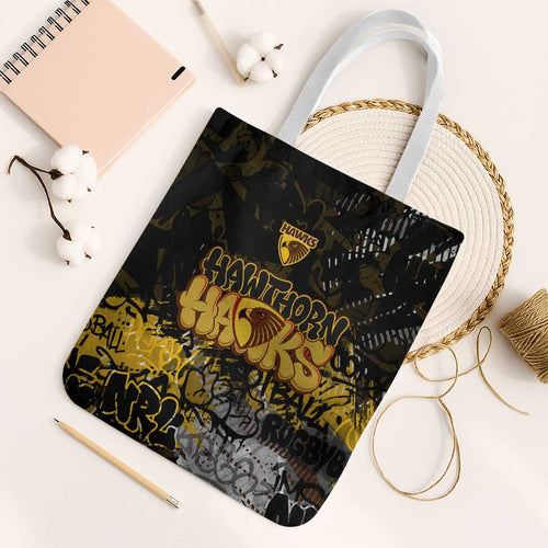 Hawthorn Hawks Tote Bag Urban Graffiti Street Art - Bold Abstract Spray Paint