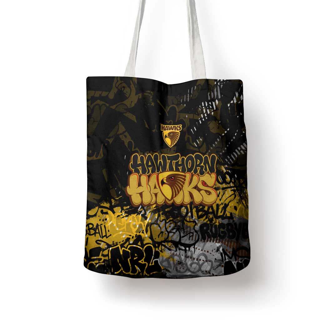 Hawthorn Hawks Tote Bag Urban Graffiti Street Art - Bold Abstract Spray Paint