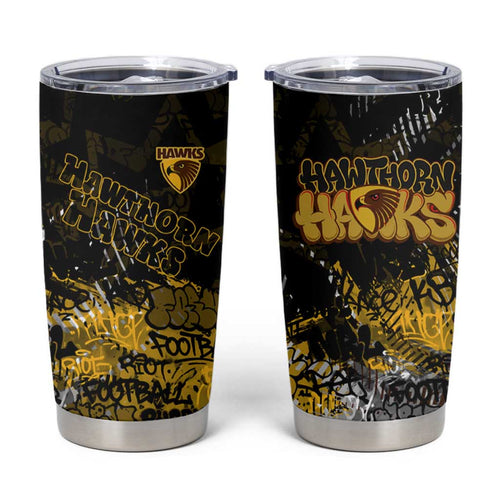 Hawthorn Hawks Tumbler Cup Urban Graffiti Street Art - Bold Abstract Spray Paint