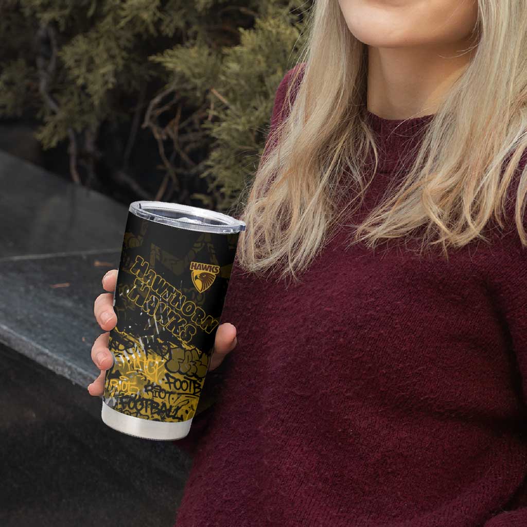 Hawthorn Hawks Tumbler Cup Urban Graffiti Street Art - Bold Abstract Spray Paint