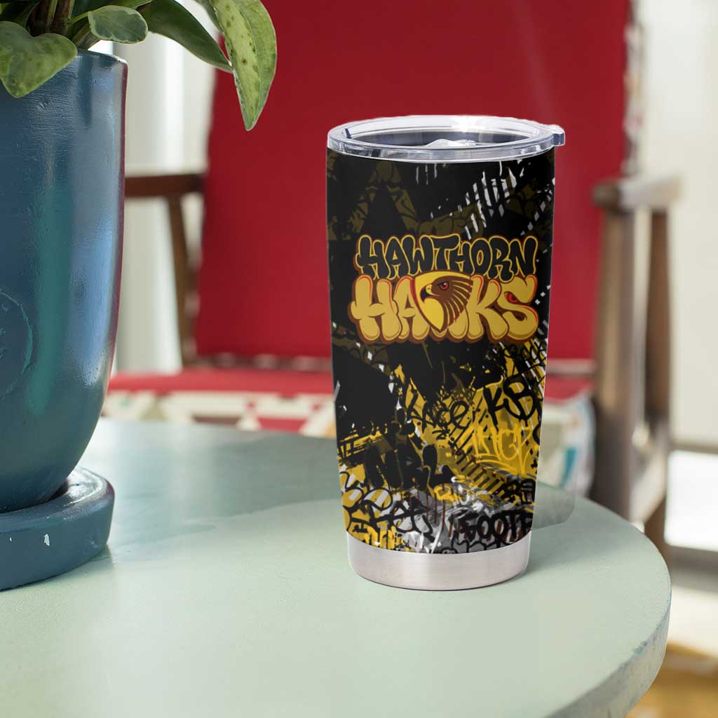 Hawthorn Hawks Tumbler Cup Urban Graffiti Street Art - Bold Abstract Spray Paint