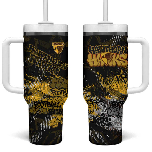 Hawthorn Hawks Tumbler With Handle Urban Graffiti Street Art - Bold Abstract Spray Paint