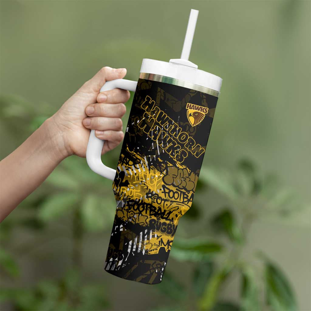 Hawthorn Hawks Tumbler With Handle Urban Graffiti Street Art - Bold Abstract Spray Paint