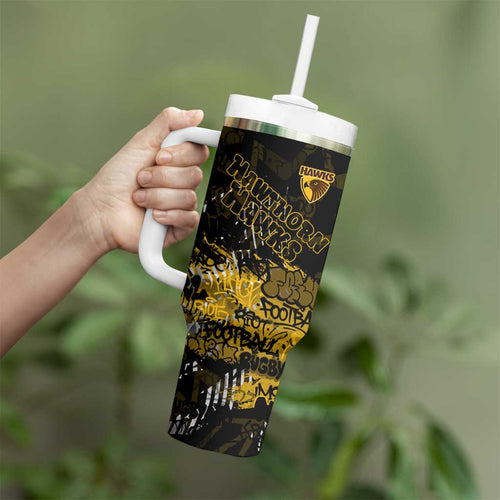 Hawthorn Hawks Tumbler With Handle Urban Graffiti Street Art - Bold Abstract Spray Paint