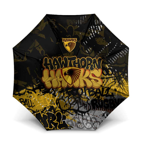 Hawthorn Hawks Umbrella Urban Graffiti Street Art - Bold Abstract Spray Paint