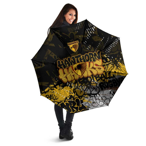 Hawthorn Hawks Umbrella Urban Graffiti Street Art - Bold Abstract Spray Paint