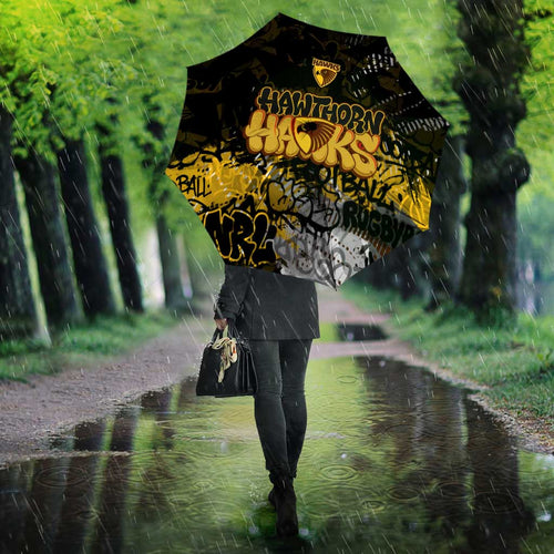Hawthorn Hawks Umbrella Urban Graffiti Street Art - Bold Abstract Spray Paint