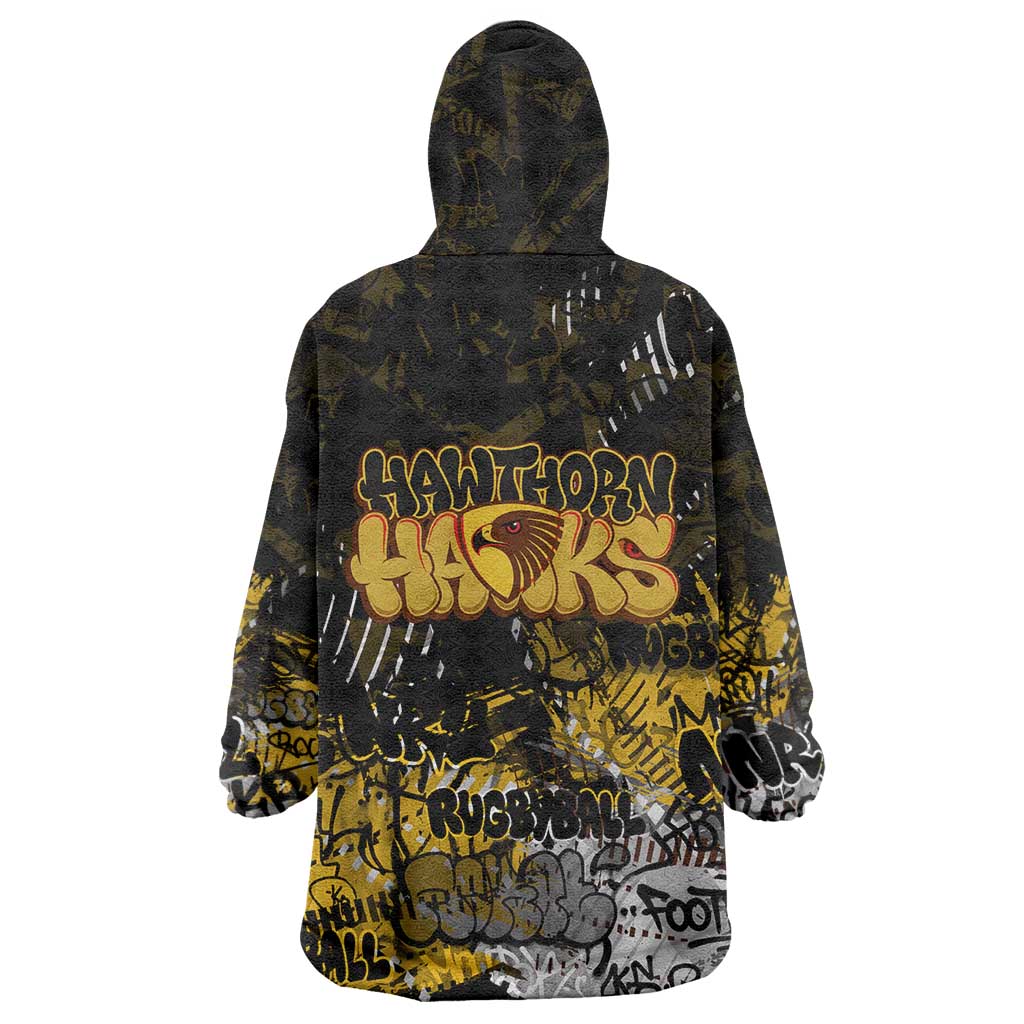Hawthorn Hawks Wearable Blanket Hoodie Urban Graffiti Street Art - Bold Abstract Spray Paint