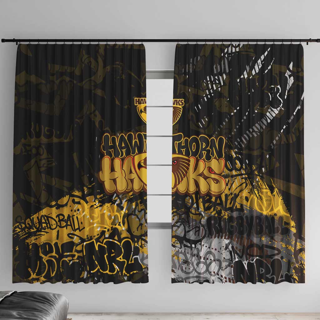 Hawthorn Hawks Window Curtain Urban Graffiti Street Art - Bold Abstract Spray Paint