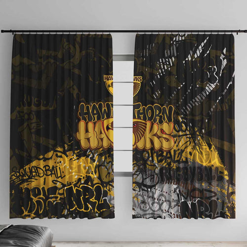 Hawthorn Hawks Window Curtain Urban Graffiti Street Art - Bold Abstract Spray Paint