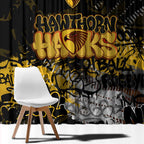Hawthorn Hawks Window Curtain Urban Graffiti Street Art - Bold Abstract Spray Paint