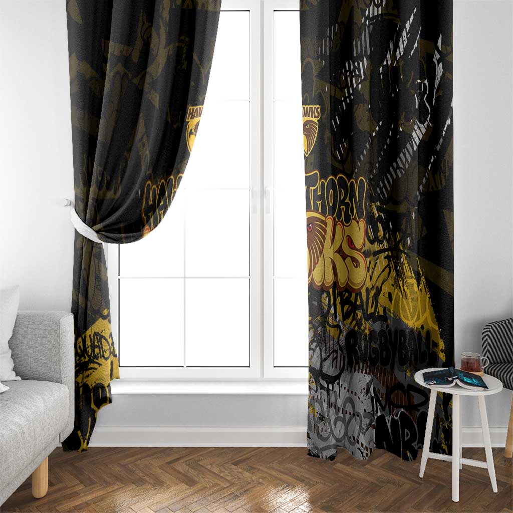 Hawthorn Hawks Window Curtain Urban Graffiti Street Art - Bold Abstract Spray Paint
