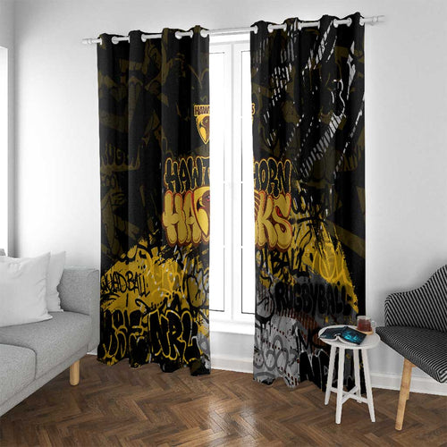 Hawthorn Hawks Window Curtain Urban Graffiti Street Art - Bold Abstract Spray Paint