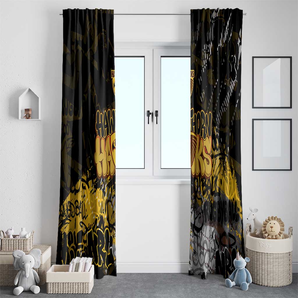 Hawthorn Hawks Window Curtain Urban Graffiti Street Art - Bold Abstract Spray Paint