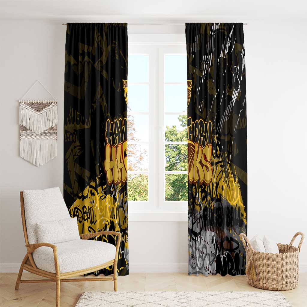 Hawthorn Hawks Window Curtain Urban Graffiti Street Art - Bold Abstract Spray Paint