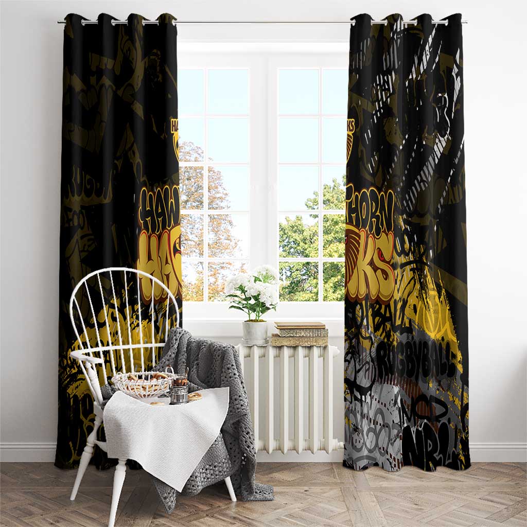 Hawthorn Hawks Window Curtain Urban Graffiti Street Art - Bold Abstract Spray Paint