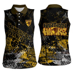 Hawthorn Hawks Women Sleeveless Polo Shirt Urban Graffiti Street Art - Bold Abstract Spray Paint