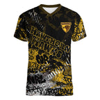 Hawthorn Hawks Women V-Neck T-Shirt Urban Graffiti Street Art - Bold Abstract Spray Paint