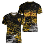 Hawthorn Hawks Women V-Neck T-Shirt Urban Graffiti Street Art - Bold Abstract Spray Paint