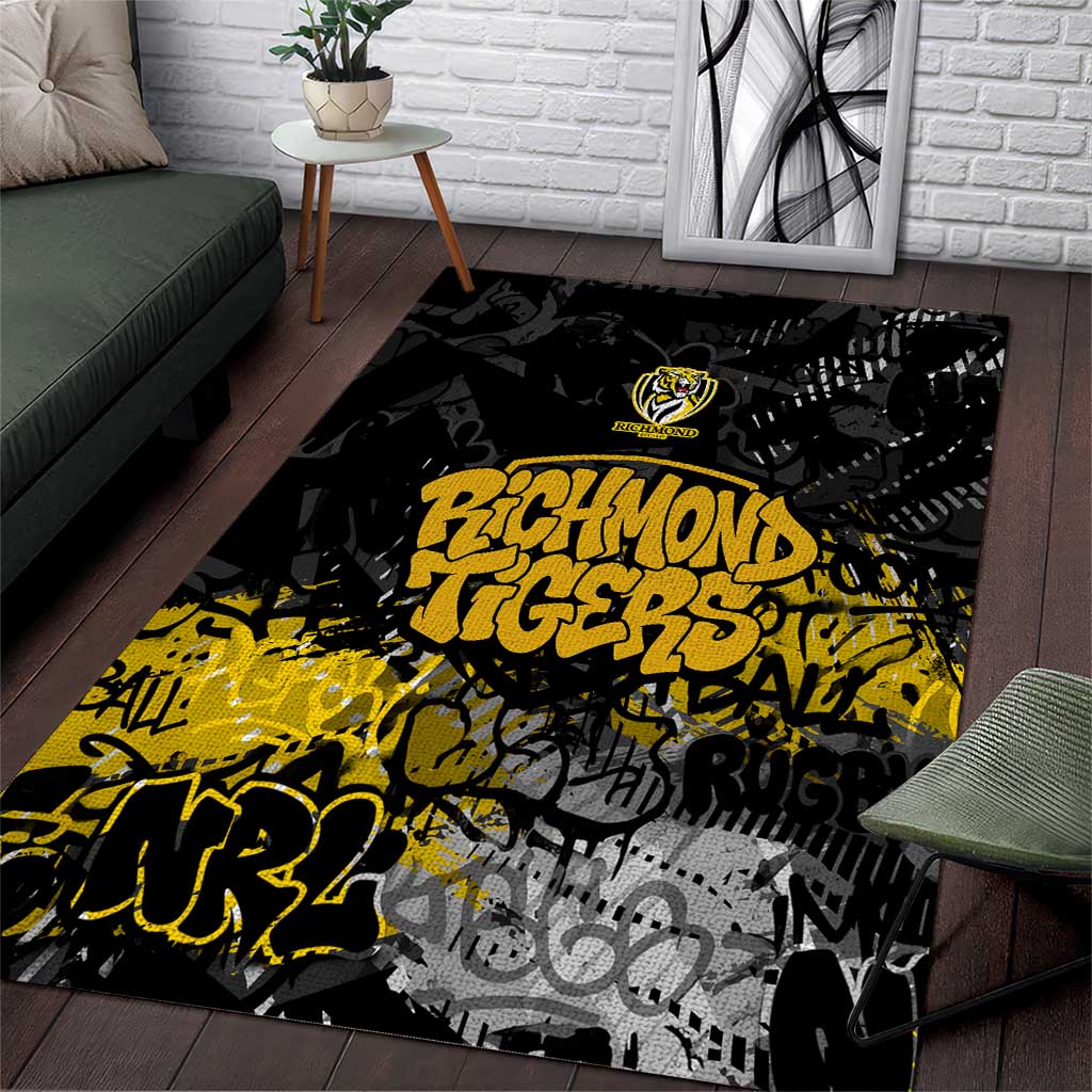 Richmond Tigers Area Rug Urban Graffiti Street Art - Bold Abstract Spray Paint