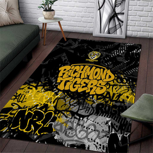 Richmond Tigers Area Rug Urban Graffiti Street Art - Bold Abstract Spray Paint