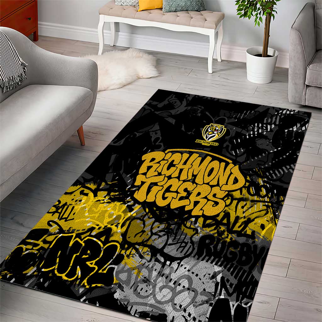 Richmond Tigers Area Rug Urban Graffiti Street Art - Bold Abstract Spray Paint