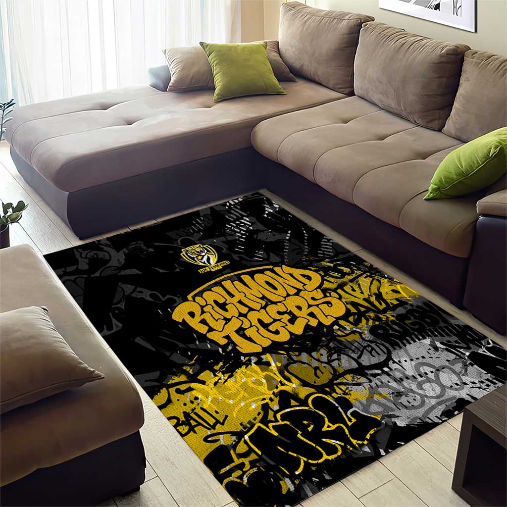 Richmond Tigers Area Rug Urban Graffiti Street Art - Bold Abstract Spray Paint