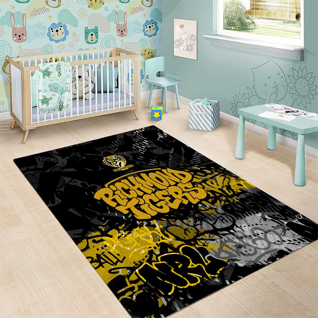 Richmond Tigers Area Rug Urban Graffiti Street Art - Bold Abstract Spray Paint