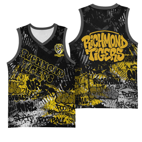 Richmond Tigers Basketball Jersey Urban Graffiti Street Art - Bold Abstract Spray Paint
