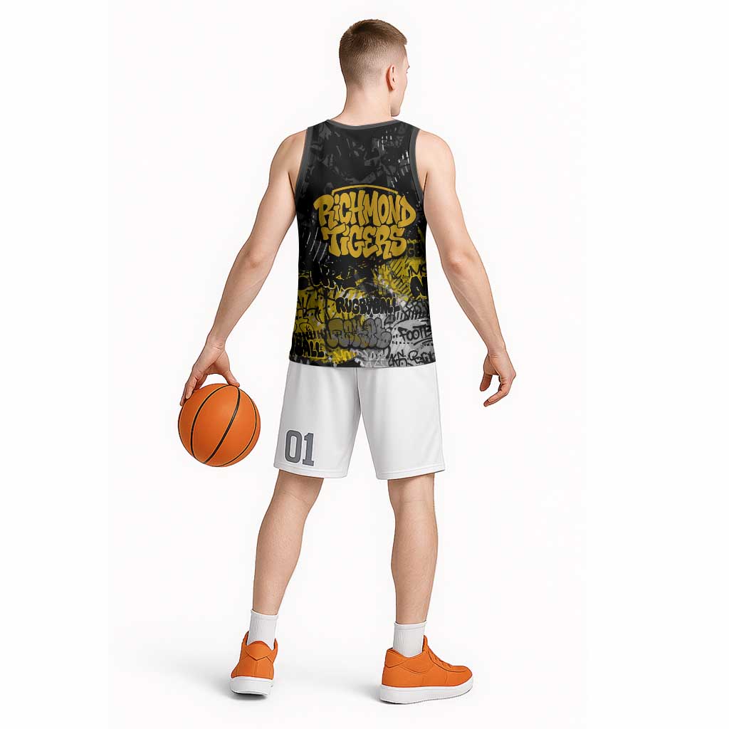 Richmond Tigers Basketball Jersey Urban Graffiti Street Art - Bold Abstract Spray Paint
