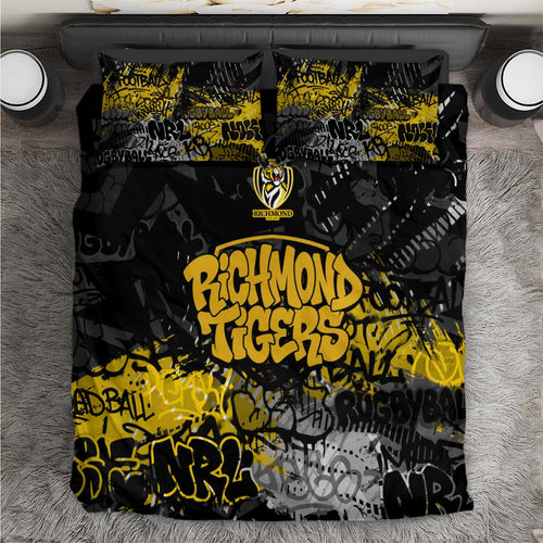 Richmond Tigers Bedding Set Urban Graffiti Street Art - Bold Abstract Spray Paint