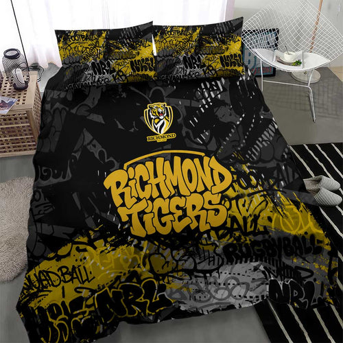 Richmond Tigers Bedding Set Urban Graffiti Street Art - Bold Abstract Spray Paint