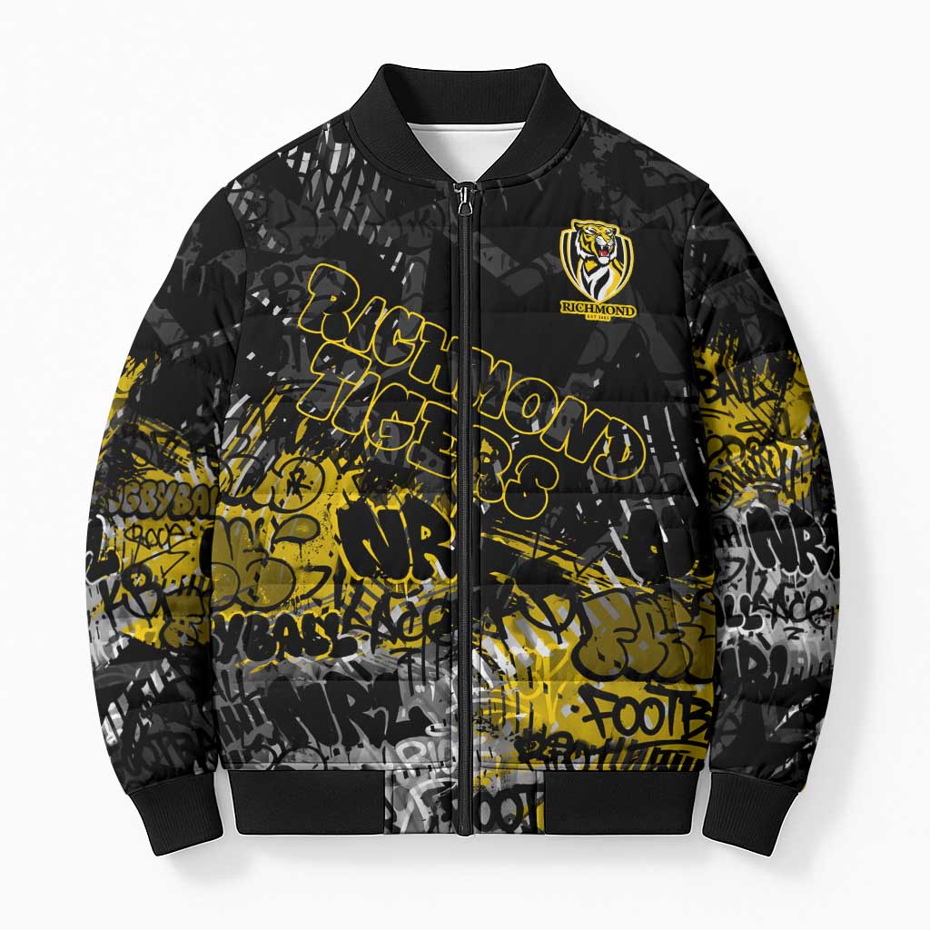 Richmond Tigers Bomber Puffer Jacket Urban Graffiti Street Art - Bold Abstract Spray Paint