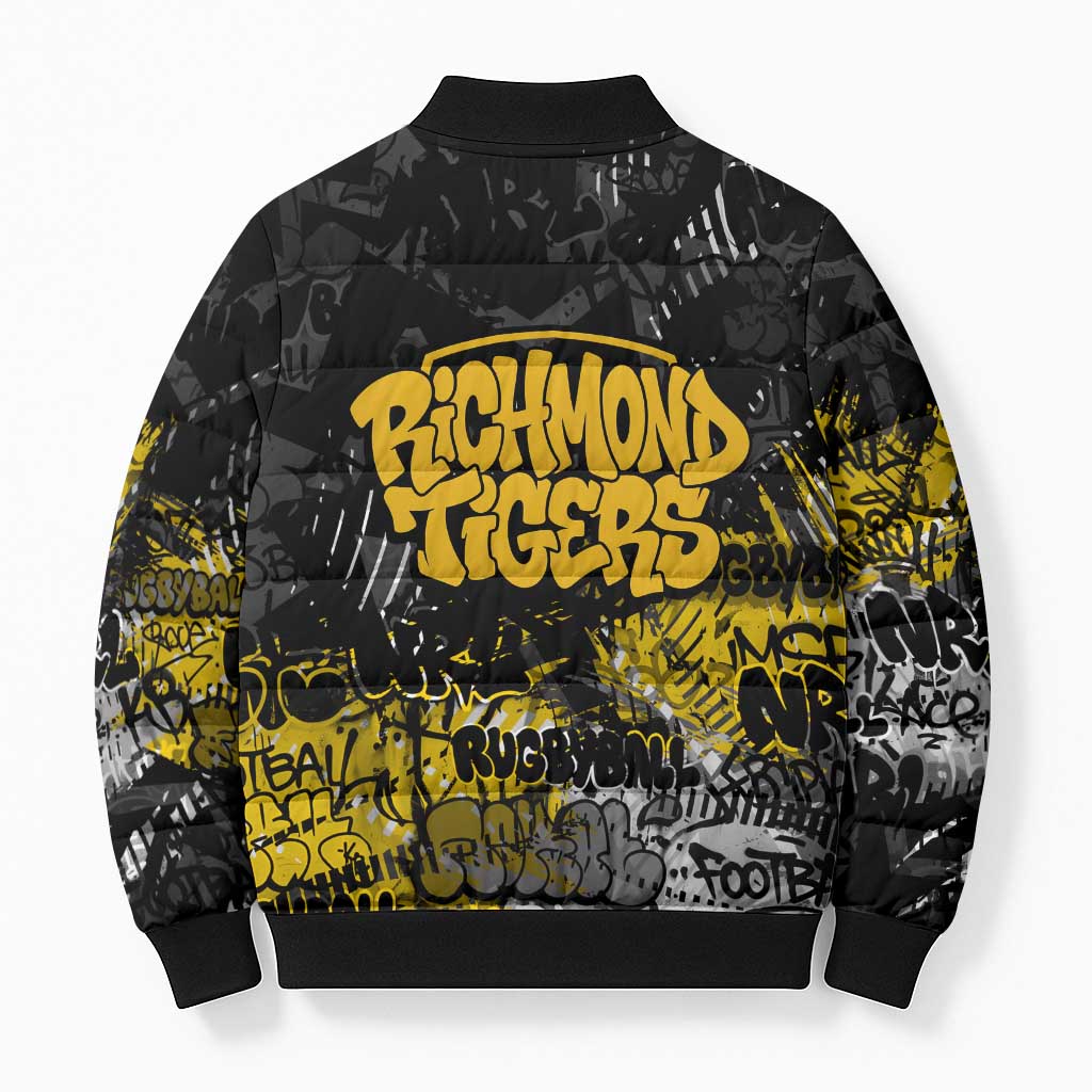 Richmond Tigers Bomber Puffer Jacket Urban Graffiti Street Art - Bold Abstract Spray Paint