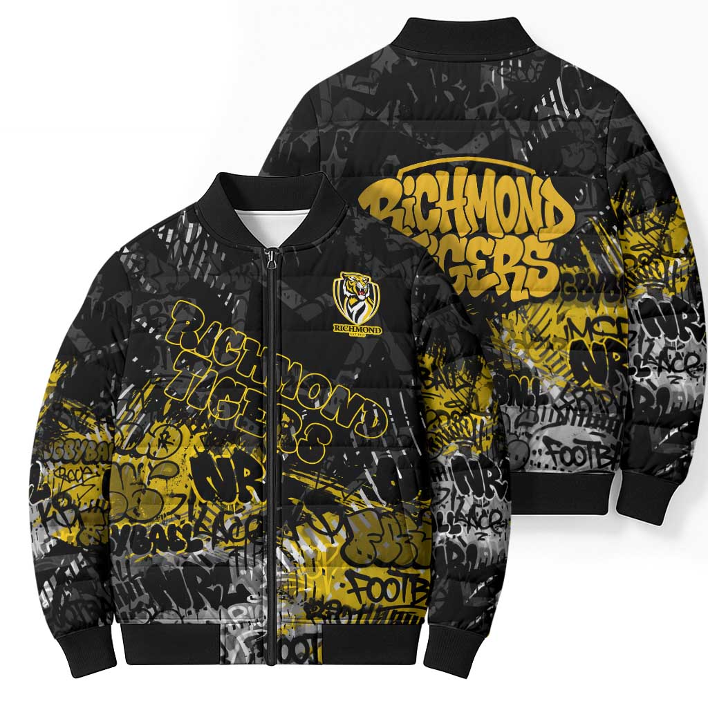Richmond Tigers Bomber Puffer Jacket Urban Graffiti Street Art - Bold Abstract Spray Paint