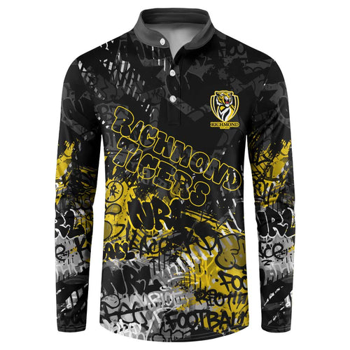 Richmond Tigers Button Sweatshirt Urban Graffiti Street Art - Bold Abstract Spray Paint